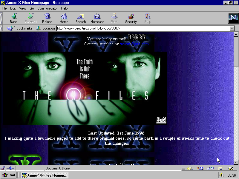 X-Files fan page on Geocities.