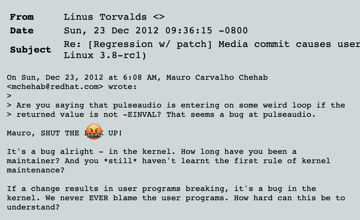 Linus Torvalds being a jerk.